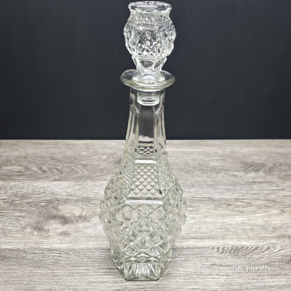 Vintage Anchor Hocking Wexford Crystal Wine Decanter Bottle